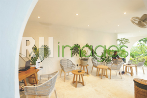 Area lobby dengan dekorasi bernuansa tropis