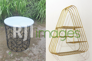 Meja Industrial Chevron dan Wall Triangel Gold