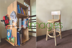 Rak Buku Putar dan Kitchen Stool