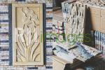 Relief stone motif bunga dan Wall Cladding marmer putih