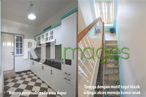Dapur minimalis & Tangga motif tegel klasik