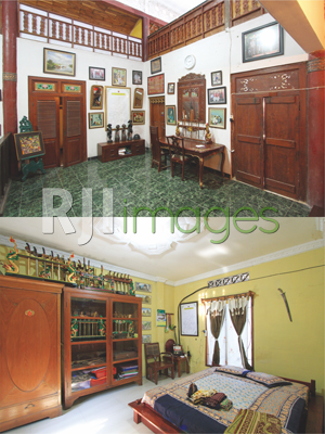 Penataan interior yang artistik pada sudut ruang keluarga & Koleksi keris kuno  