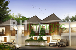 Perspektif  hunian tipe 90 & tipe 100 Hara Residence, berkonsep private cluster