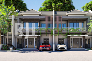 Perspektif kawasan hunian cluster Graha Mulia tipe 93