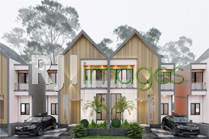 Perspektif kawasan rumah 2 lantai Pesona Alam Sejahtera, bergaya Scandinavian