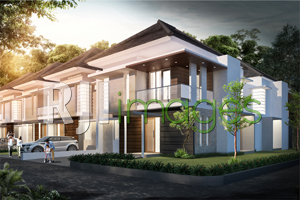 Perspektif rumah tipe 125 (hook) Pondok Permai Bandara