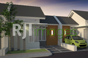 Perspektif rumah tipe 33, cluster villa tropical, Bukit Tentrem Triwidadi