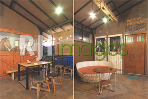 Table set industrial area lantai atas dan Seni lukis layaknya kandang kuda