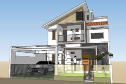 Tampak Depan 2 Rumah Condong Catur