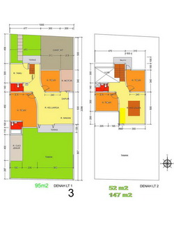 denah rumah condong catur